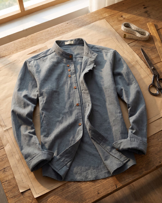 Nico Linen Mandarin Collar Shirt
